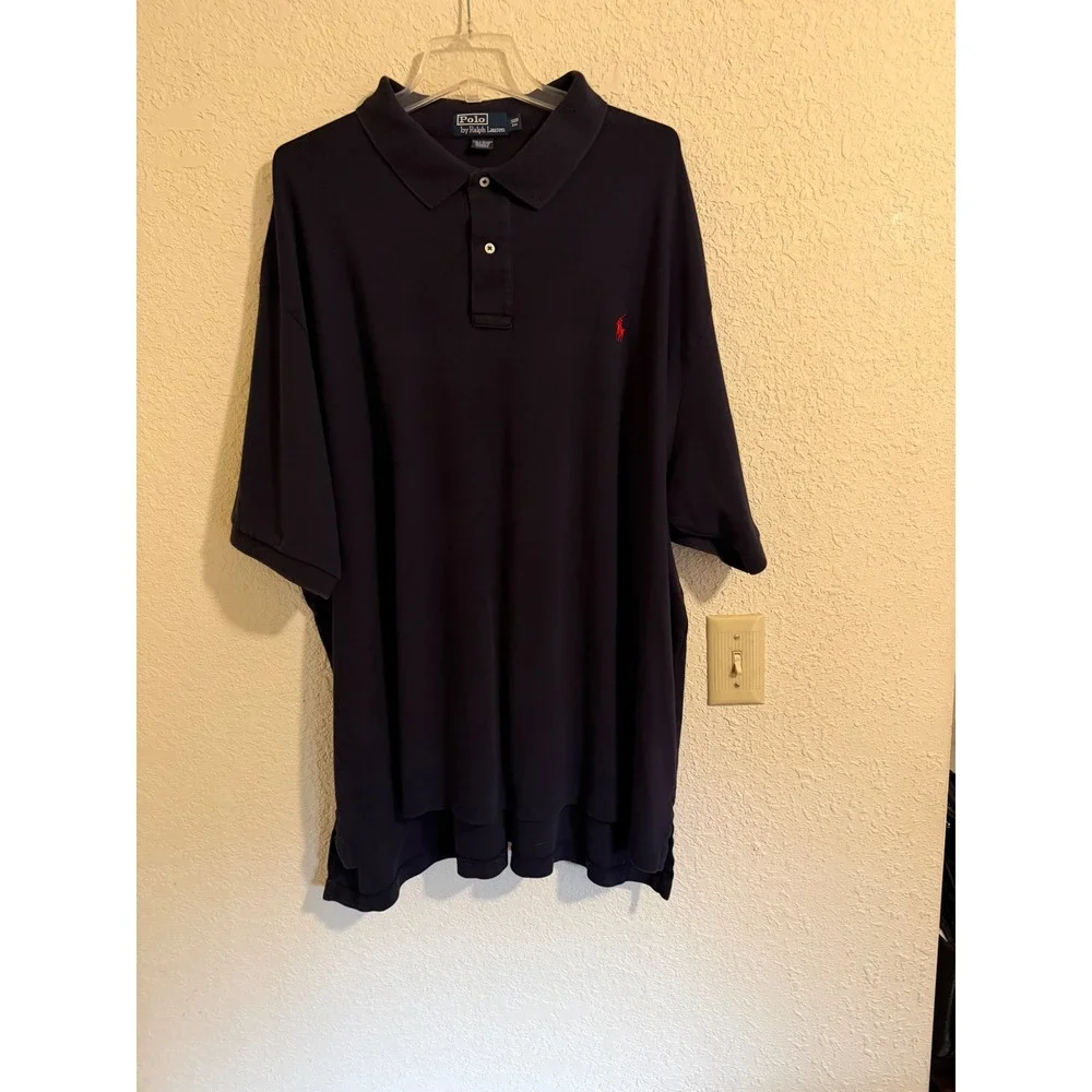 Polo Ralph Lauren Mens 3XB Big Navy Blue Short Sleeve Cotton Polo Shirt Red Pony